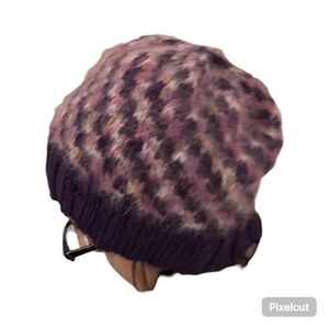 Hat Women's Hand Knit Angora Wool Medium